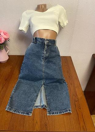 Джинсова спідниця міді jeans