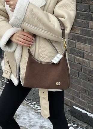 Сумка coach juliet shoulder bag brown suede