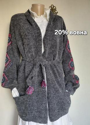 Гарний сірий кардиган,светр,етно бохо стиль