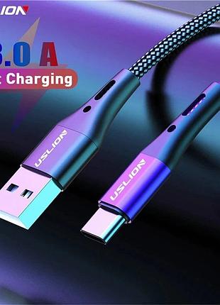 Кабель usb type-c uslion (0.5 метр) для швидкого заряджання (чорний)