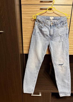 Жіночі джинси river island блакитні мом з розрізами