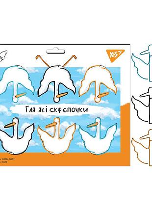 Скрепки фигурные yes гусь, 6 шт. в наборе