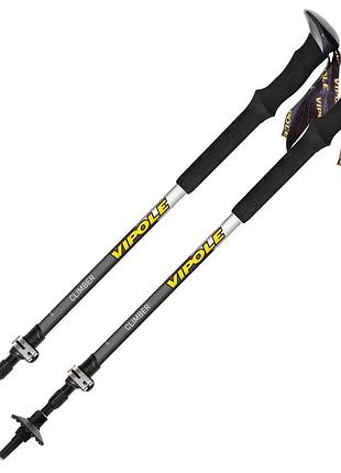 Трекинговые палки vipole climber long as dlx алюминий 7075 антишок 3 секции 63-135 см темно-серый