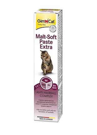 Ласощі для котів gimcat malt-soft extra паста для виведення шерсті 200 г