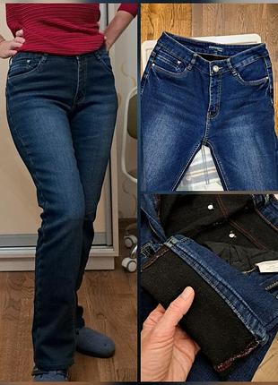 Джинси нові жіночі, утеплені на флісі victory-c jeans, розмір 29, темно-сині, прямі не широкі