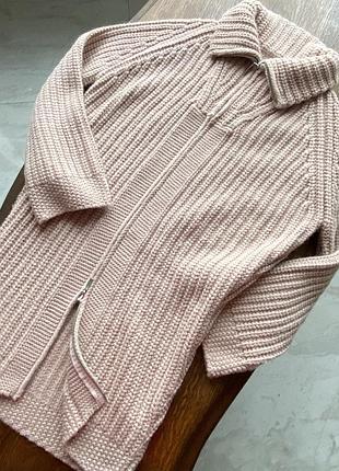 Женский вязаный кардиган на молнии шерсть альпака made in italy как новый xs/s/m