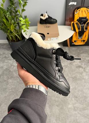 Зимние женские угги ugg lowmel sneaker black leather 36-41