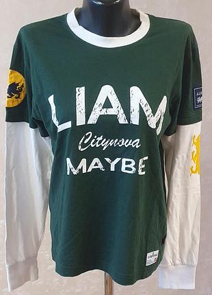 Зеленый мужской лонгслив citynova liam, размер s, кофта с эффектом многослойности