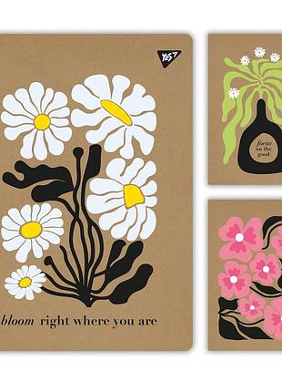 Зошит для записів yes flowers 48 а4 аркушів клітинка крафт