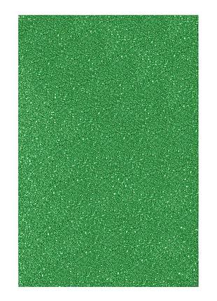 Фоаміран ева яскраво-зелений з гліттером, з клейовим шаром, 200*300 мм, товщина 1,7 мм, 10