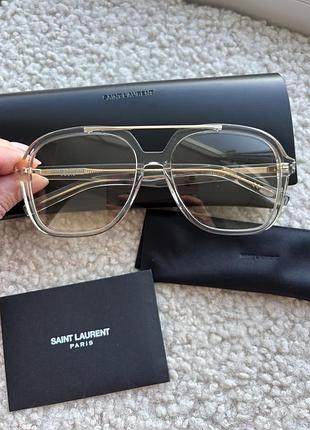 Сонцезахисні окуляри saint laurent авіатори прозорі золотисті