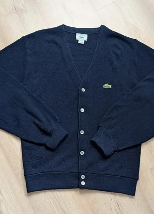 Кардиган izod lacoste вінтаж 80-х usa темно-синій s-m