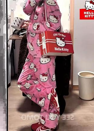 Жіноча зимова плюшева піжама hello kitty