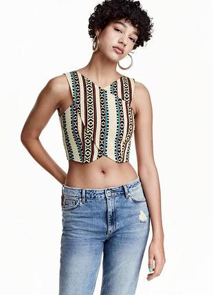Новый жаккардовый(гобеленовый)топ в этно стиле,блуза,жилет с замочком по спинкеh&m
