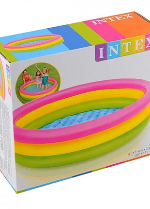 Детский надувной бассейн intex радуга, 147х33 см
