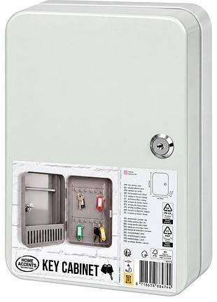 Ключница настенная металлическая home accents key cabinet на 16 ключей с замком, белая
