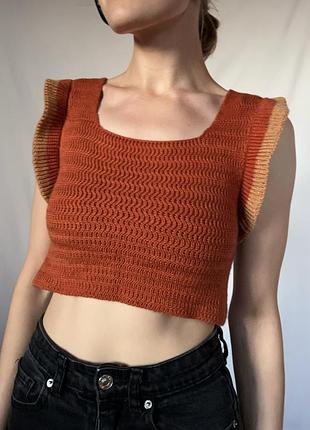 Rust knit crop — теракотовий в’язаний топ 🧡 т6