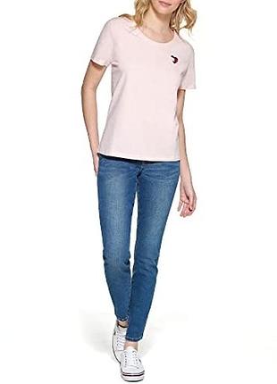Нова бавовняна жіноча футболка tommy hilfiger women's embroidered heart-logo t-shirt у ніжно-рожевому кольорі ( ballerina pink heart) xl 48-50 usa 🇺🇸