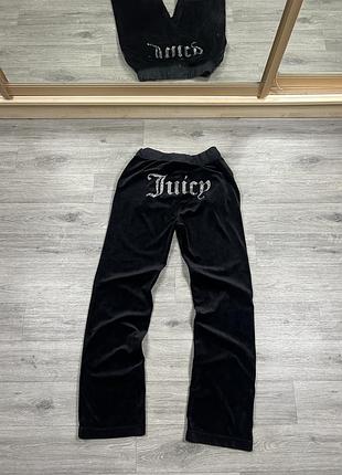 Велюровые штаны juicy couture оригинал со стразами черные спортивные брюки джуси кутюр m
