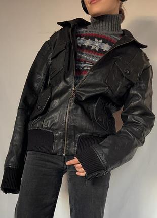 Чорна куртка-косуха jack & jones vintage denim т6