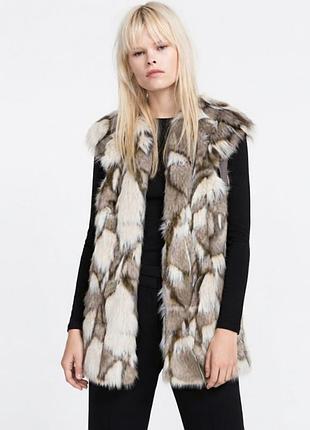 Стильний жилет із штучного хутра zara розмір м/l 46/48