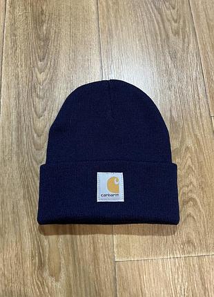 Шапка carhartt синя з нашитим логотипом, one size