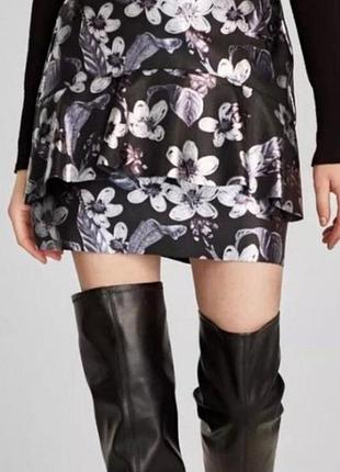 Мини юбка из искусственной кожи, юбка zara//46