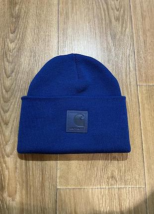 Шапка carhartt синя з нашитим логотипом, one size