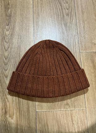Шапка uniqlo heattech коричнева, в'язана