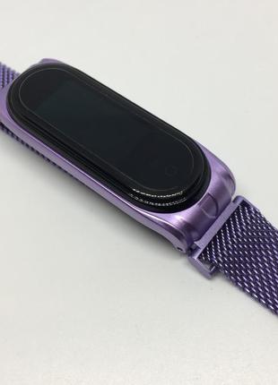 Металевий ремінець mi band 3 mi band 4 на магніті ліловий матовий ❤️😲дуже красивий