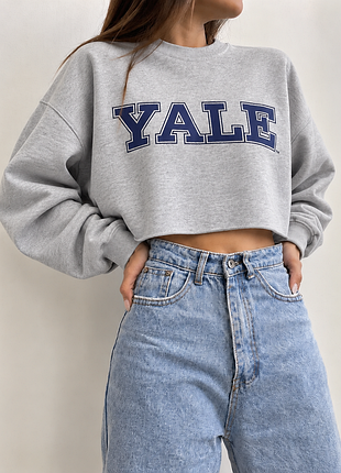 Вкорочений оверсайз світшот напис університет yale