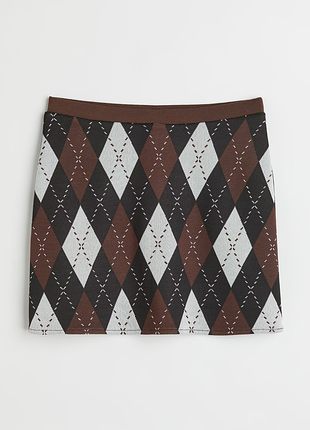 Мини юбка h&m short skirt - dark brown-argyle pattern - m