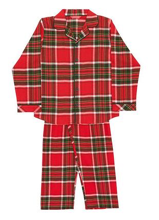 Пижама детская унисекс cyberjammies merry bright 3326 новогодняя тепла с начесом из хлопка 10-11 лет/146 см красный в клетку