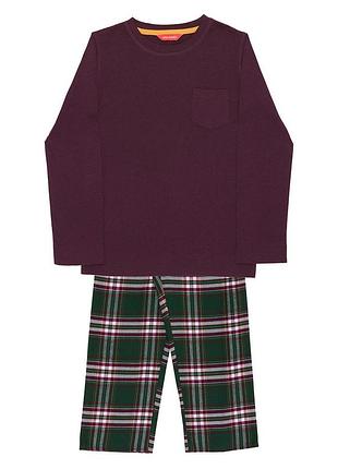 Пижама детская унисекс cyberjammies merry bright 3326 для мальчиков и девочек с футболкой и брюками в клетку 6-7 лет/122 см