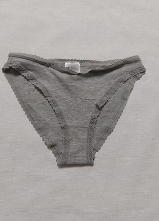 Брендовые хлопковые трусики с кружевом h&amp;m размер s