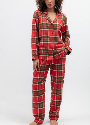 Пижама женская cyberjammies merry bright 5722-5723 family look новогодняя хлопковая с начесом 18/2xl красный в клетку