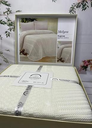 Плед в'язаний romeo home євро розмір 220 на 240 см erguvan persik