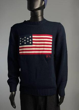 Свитер polo ralph lauren синий/белый m-l