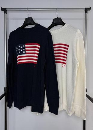 Свитер белый/синий m-l polo ralph lauren