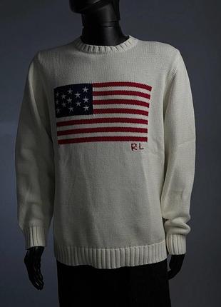 Polo ralph lauren свитер белый и синий m-l