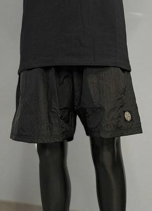 Черные шорты stone island для лета m, l, xl