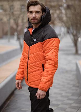 Демисезонная мужская куртка the north face s-5xl черно-оранжевая