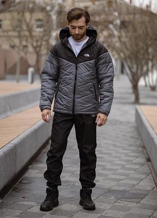 Демисезонная куртка the north face черно-серая размеры s-5xl