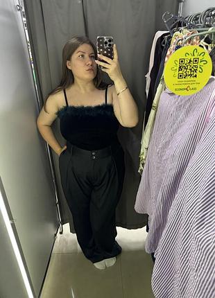 Чорні жіночі брюки атласні xxl