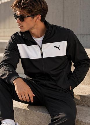 Спортивна кофта puma чорна з білими вставками, зіпка олімпійка на блискавці, m