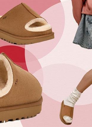 Тёплые меховые тапочки щлеранцы ugg угги оригинал