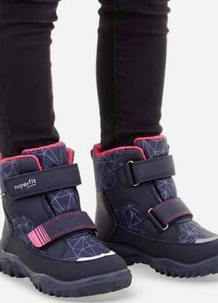 Дитячі зимові черевики superfit husky 1 gore-tex для дівчаток на липучках super fit (австрія)