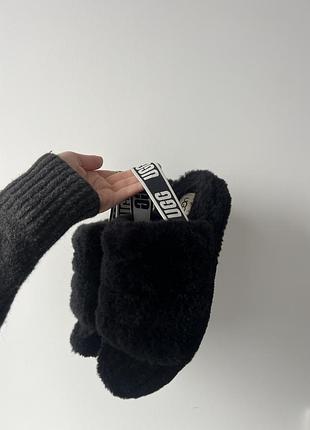 Капці жіночі ugg хутряні чорні з написом