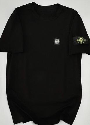 Черная хлопковая футболка stone island s-xxl