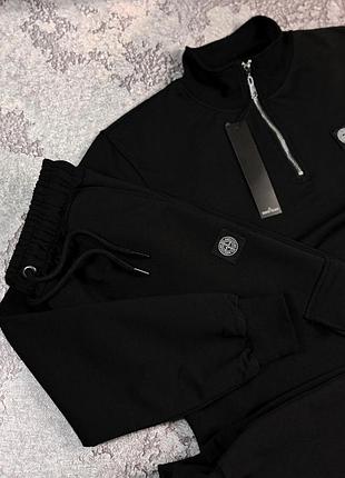 Мужской комплект stone island: анорак и брюки, цвет черный s-xxl демисезон